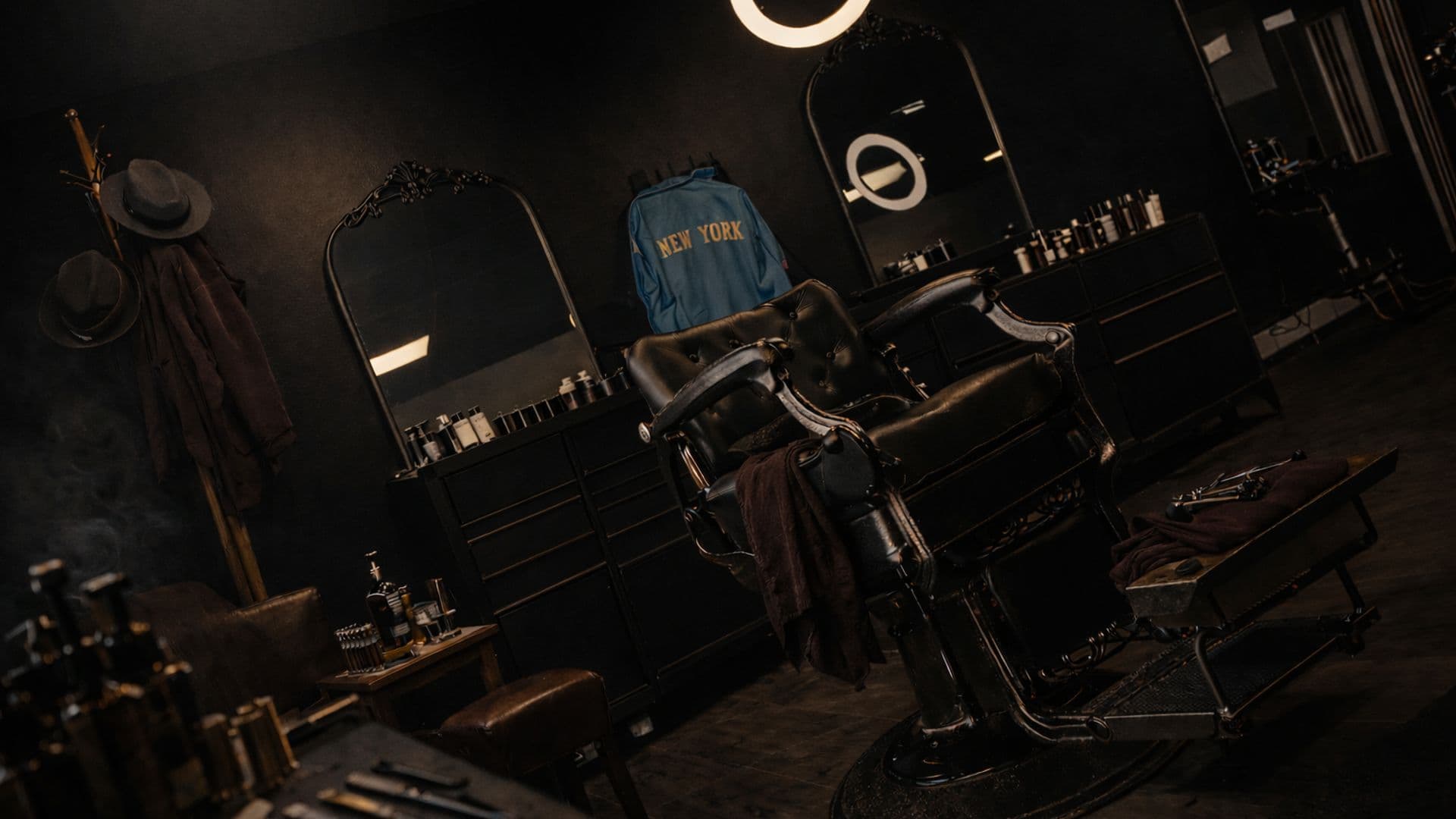 Realign Grooming studio with barber chairs and ring lights
